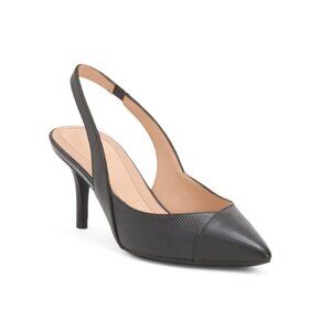 COLE HAAN Black Lizard Leather Go To Slingback Pumps